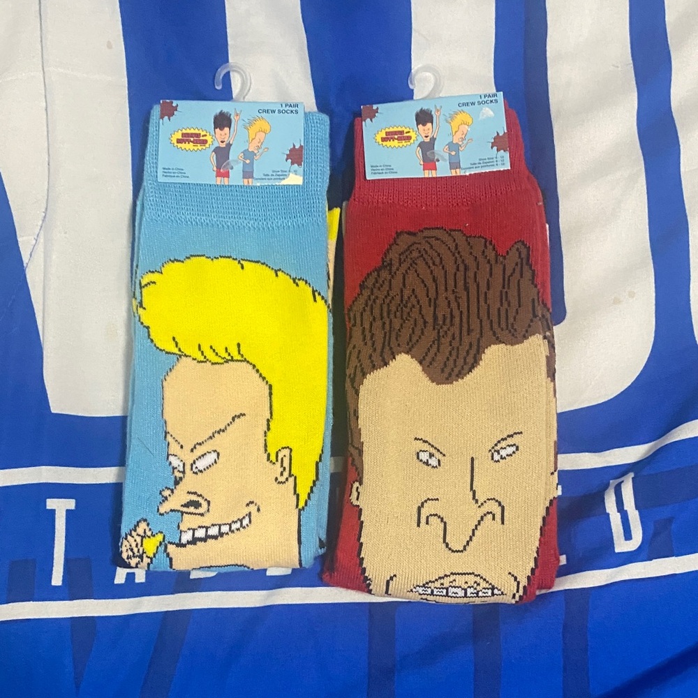 Beavis and Butt-Head Crew Socks - Blue and Red